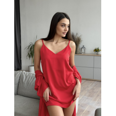 Шовкова нічна сорочка Червоний XS/S