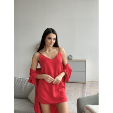 Шовкова нічна сорочка Червоний, XL/XXL