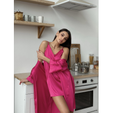 Шовкова нічна сорочка Малиновий, XS/S