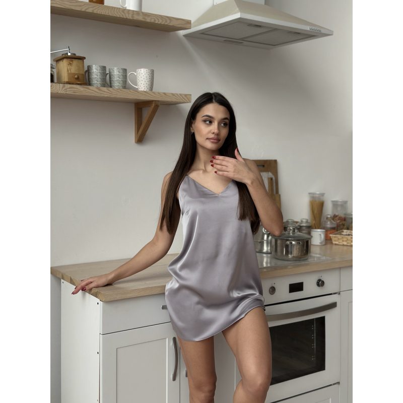 Шовкова нічна сорочка  Сірий, XS/S