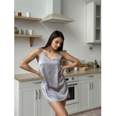 Шовкова нічна сорочка Сірий, XL/XXL