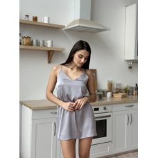 Шовкова нічна сорочка Сірий, 3XL/4XI