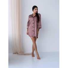 Жіноча нічна сорочка подовжена шовкова   L, Шоколад