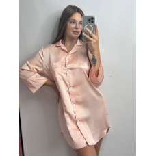 Жіноча нічна сорочка подовжена шовкова L, Персик