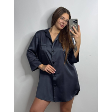 Жіноча нічна сорочка подовжена шовкова ХL, Графіт