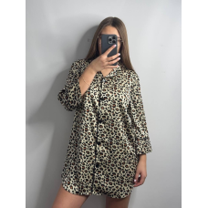 Жіноча нічна сорочка подовжена шовкова. Леопард 5, L