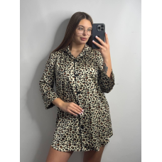 Жіноча нічна сорочка подовжена шовкова. Леопард 5, XL