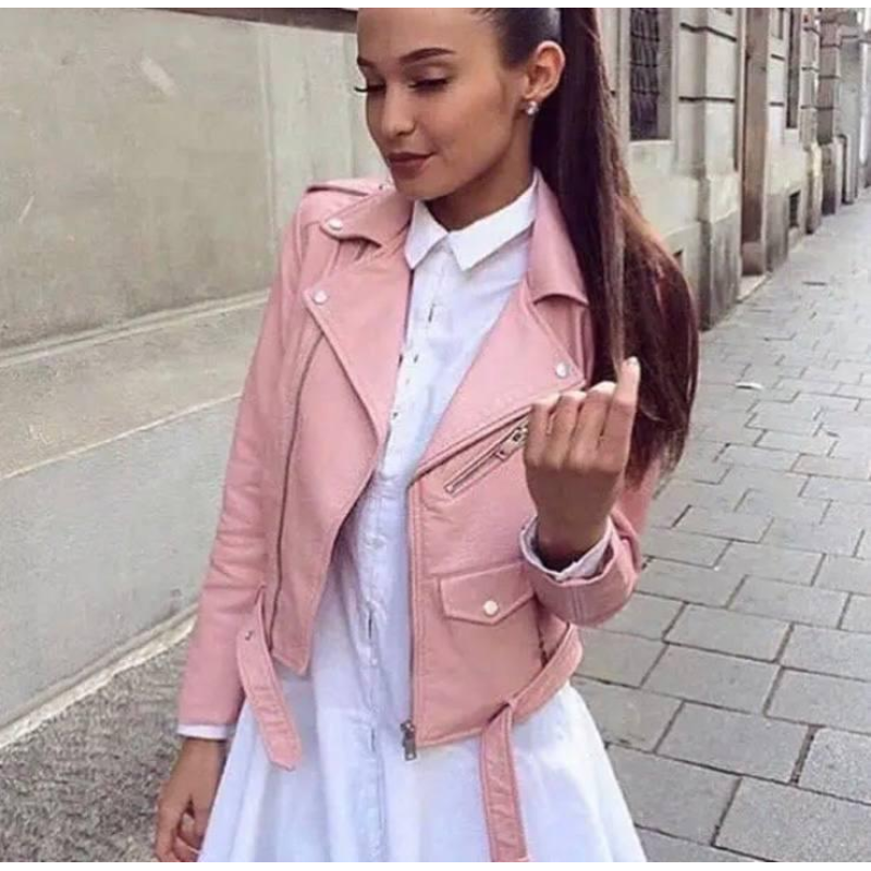 Куртка косуха жіноча весна/осінь, Рожева M