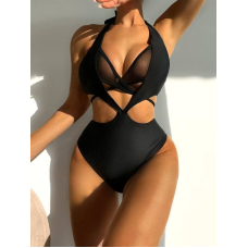 Купальник жіночий цілісний Чорний,  XL