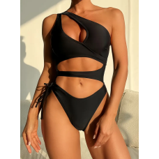 Жіночий купальник на одне плече Чорний ХL