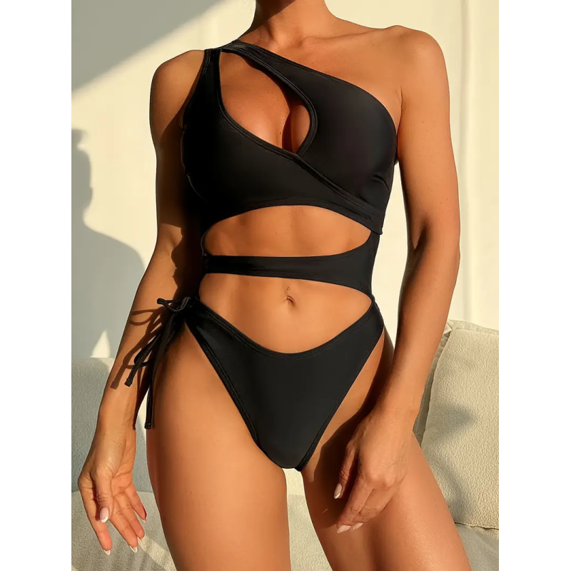 Жіночий купальник на одне плече Чорний ХL