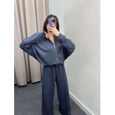 Жіночий костюм-двійка з широкими штанами Графіт, 54/56