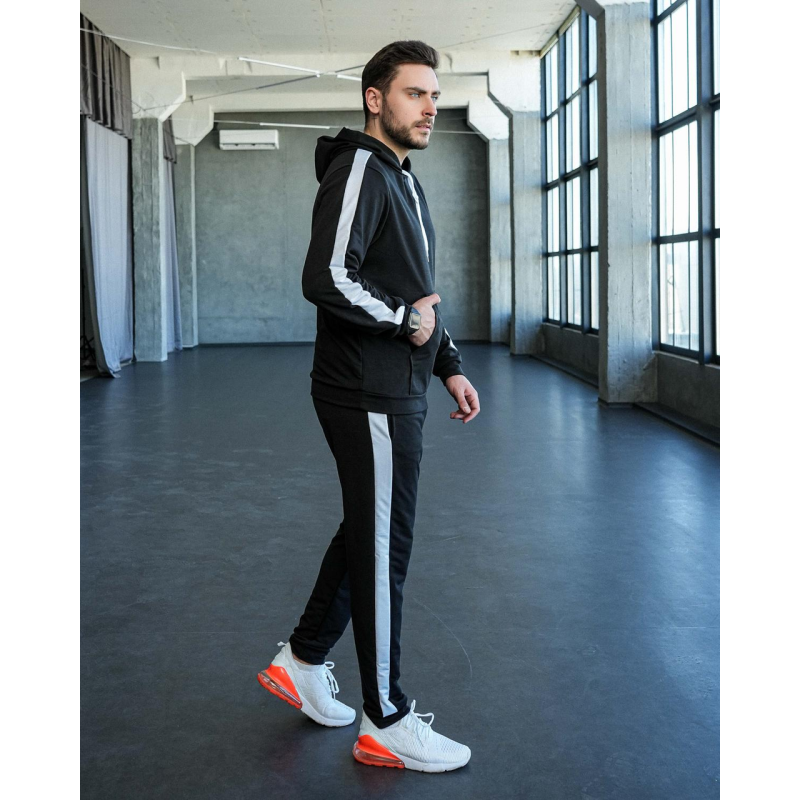 Костюм спортивний чоловічий Лампаси весна Чорний, L