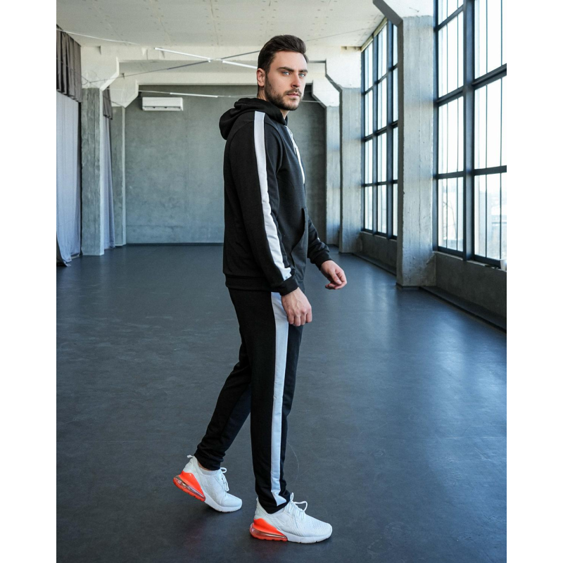 Костюм спортивний чоловічий Лампаси весна Чорний, L