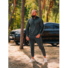 Костюм спортивний чоловічий Лампаси весна Сіро-чорний, S