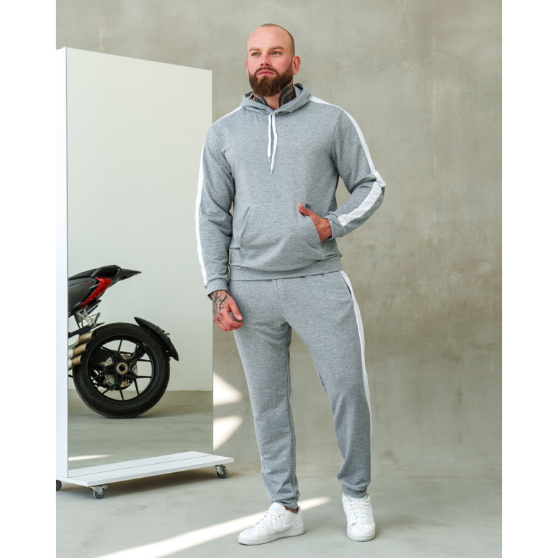 Костюм спортивний чоловічий Лампаси весна Сіро-білий, S