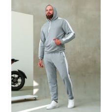 Костюм спортивний чоловічий Лампаси весна Сіро-білий, XL