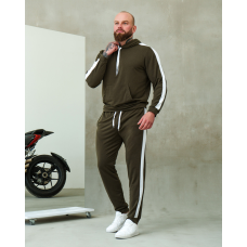 Костюм спортивний чоловічий Лампаси весна Хакі-білий, S