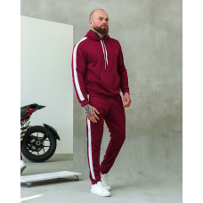Костюм спортивний чоловічий Лампаси весна Бордово-білий, S