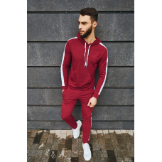 Костюм спортивний чоловічий Лампаси весна Бордово-білий, L