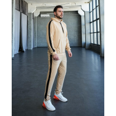 Костюм спортивний чоловічий Лампаси весна  Бежево-чорний, S