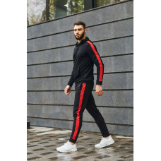 Костюм спортивний чоловічий Лампаси весна Чорно-червоний S