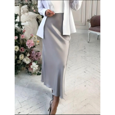 Жіноча спідниця шовкова,  Срібло, 46/48