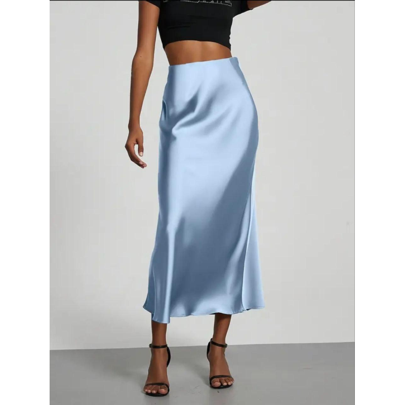 Жіноча спідниця шовкова,  Блакитний, 50/52