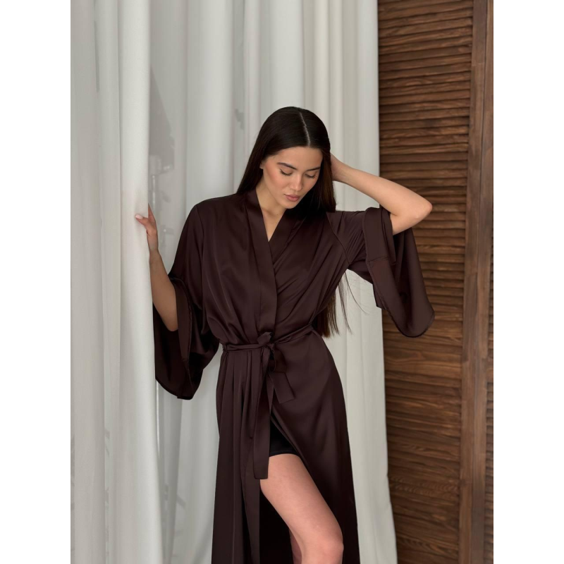 Жіночий довгий шовковий халат Брауни, S/M