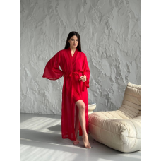 Довгий шифоновий халат Красный, L/2XL