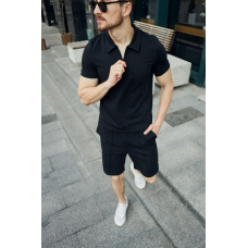 Комплект чоловічий футболка шорти Чорний, M