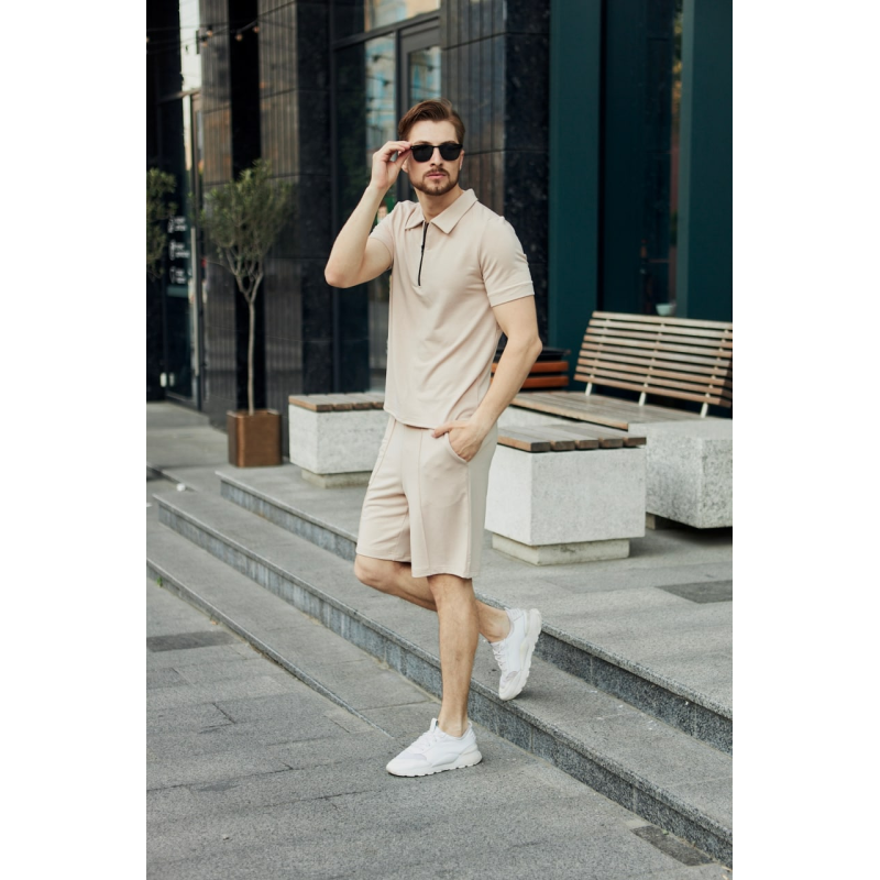 Комплект чоловічий футболка шорти Бежевий, S