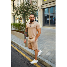 Комплект чоловічий футболка шорти Бежевий, XL