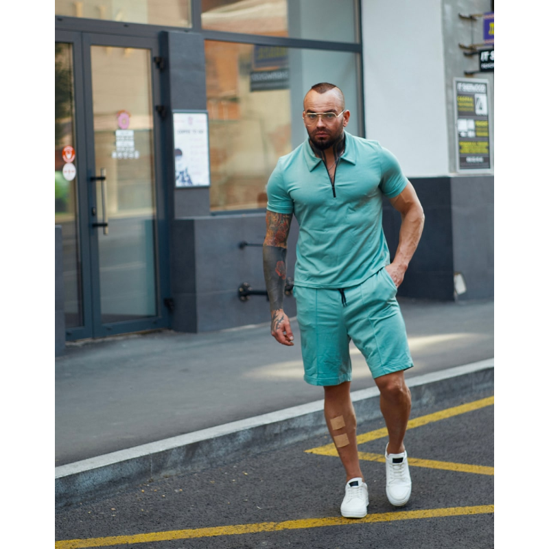 Комплект чоловічий футболка шорти Бірюзовий, L