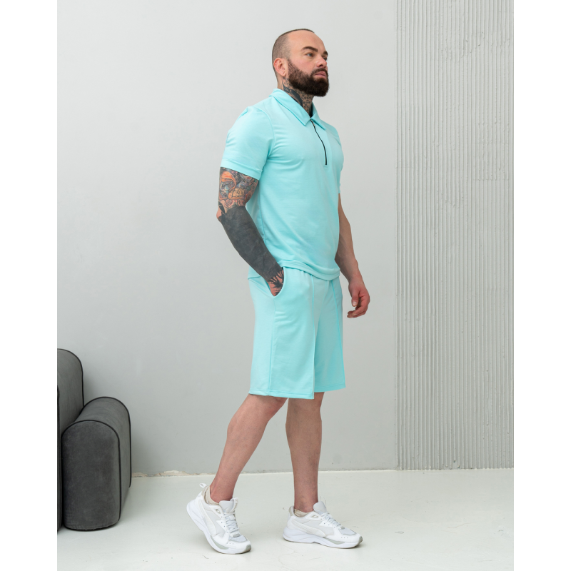 Комплект чоловічий футболка шорти Блакитний, L