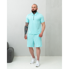 Комплект чоловічий футболка шорти Блакитний, XL