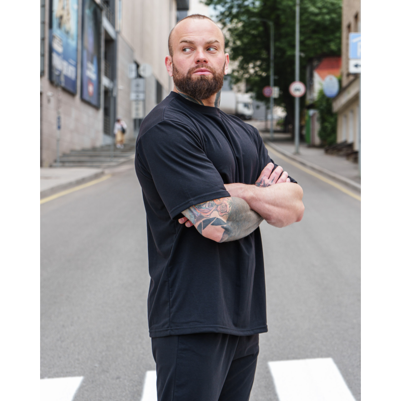 Комплект чоловічий футболка штани штани Марсель оверсайз Чорний, L