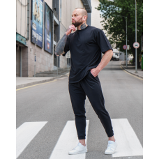 Комплект чоловічий футболка штани штани Марсель оверсайз Чорний, XL