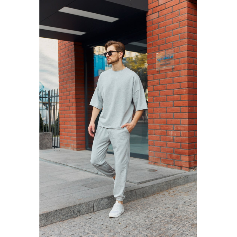 Комплект чоловічий футболка штани Марсель оверсайз Сірий, S