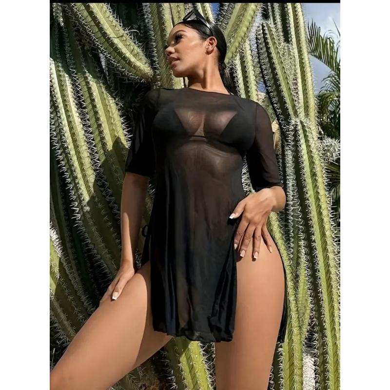 Чорна туніка плаття пляжна Чорний 42/46