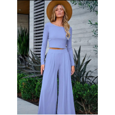 Жіночий костюм штани з лонгслівом Блакитний, 42/44