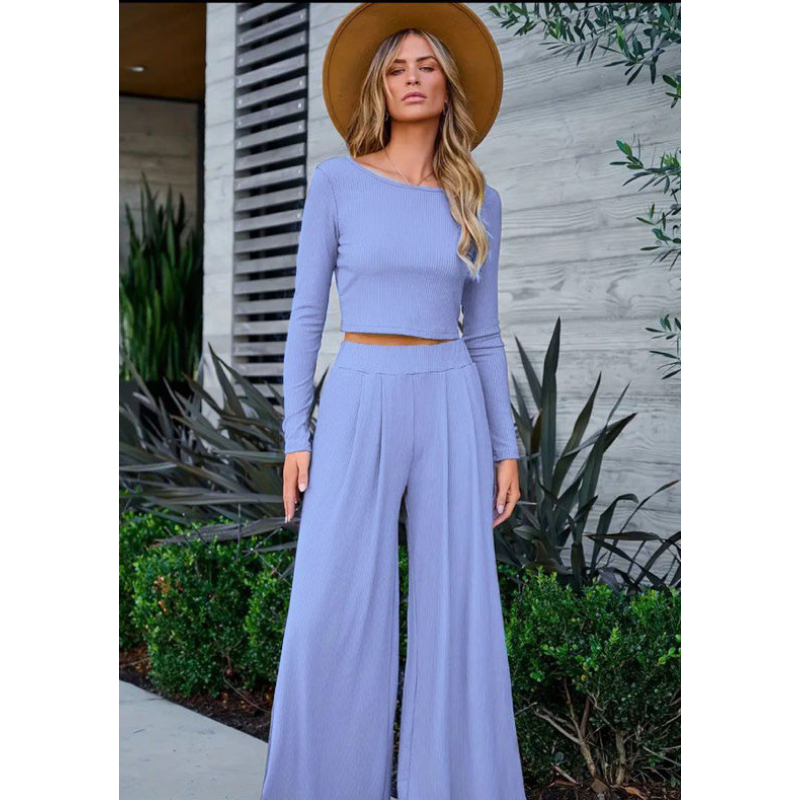 Жіночий костюм штани з лонгслівом Блакитний, 50/52