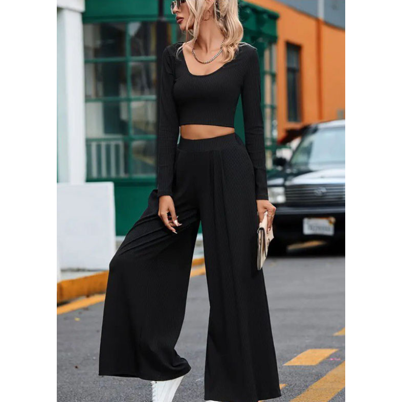 Жіночий костюм штани з лонгслівом Чорний, 42/44