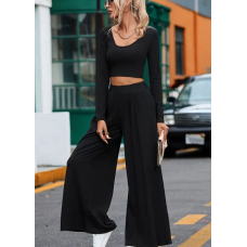 Жіночий костюм штани з лонгслівом Чорний, 46/48