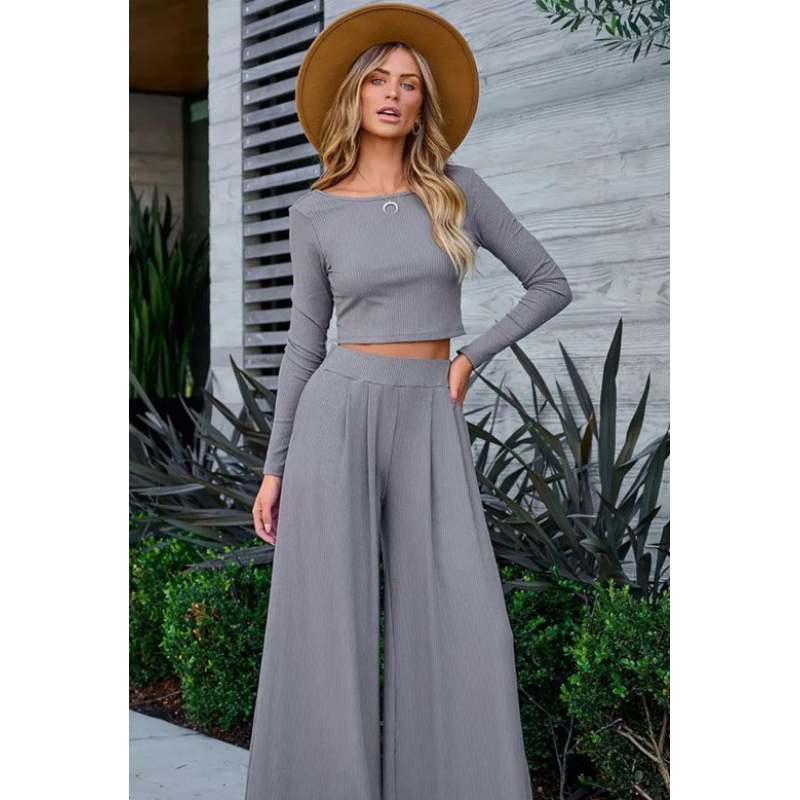 Жіночий костюм штани з лонгслівом Сірий, 46/48