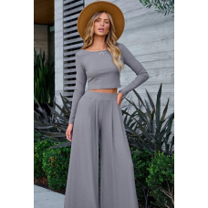Жіночий костюм штани з лонгслівом Сірий, 50/52