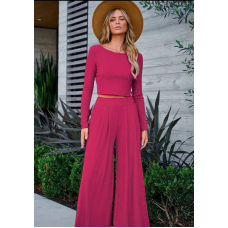 Жіночий костюм штани з лонгслівом Малиновий, 50/52