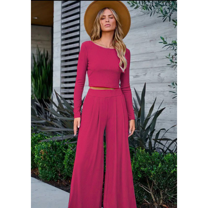 Жіночий костюм штани з лонгслівом Малиновий, 50/52
