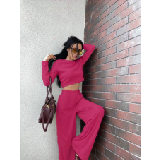 Жіночий костюм штани з лонгслівом Малиновий, 42/44