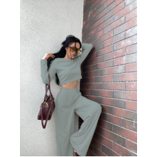 Жіночий костюм штани з лонгслівом Оливковий, 46/48